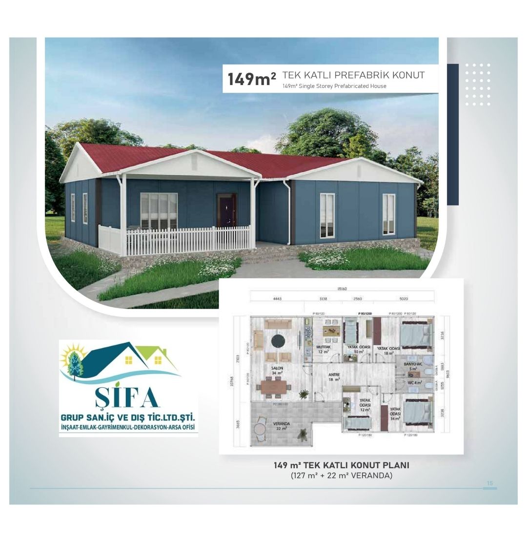 149 m2 Tek Katlı Konut Planı